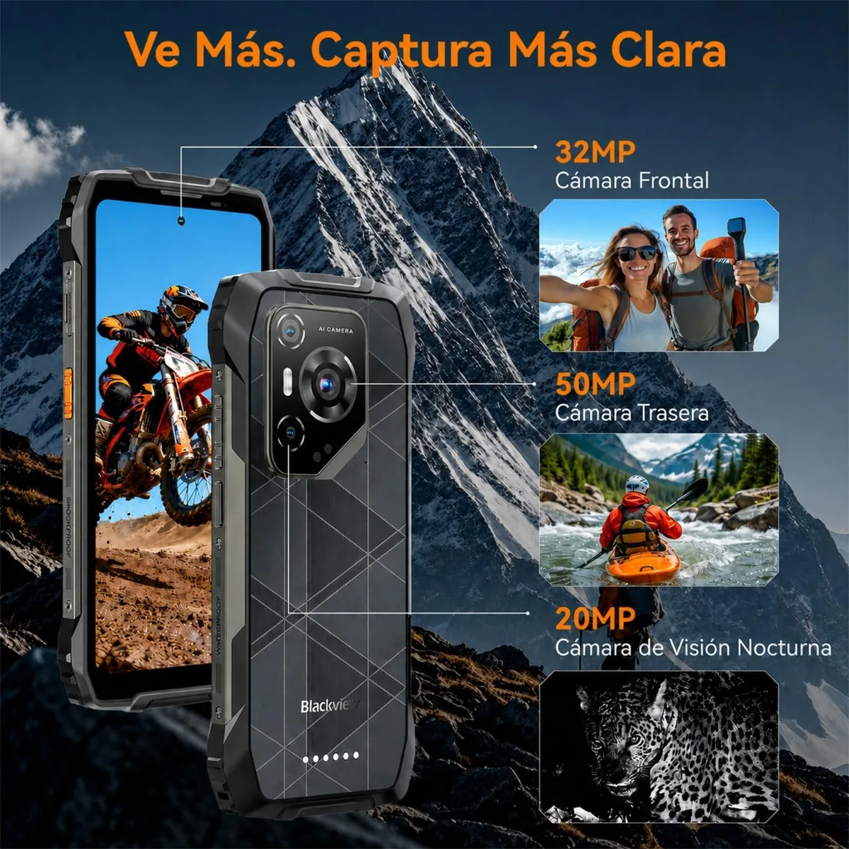 Blackview BL7000 Pro 5G Móvil Irrompible 7500mAh/750nits/20MP/Visión Noct — imagen 6