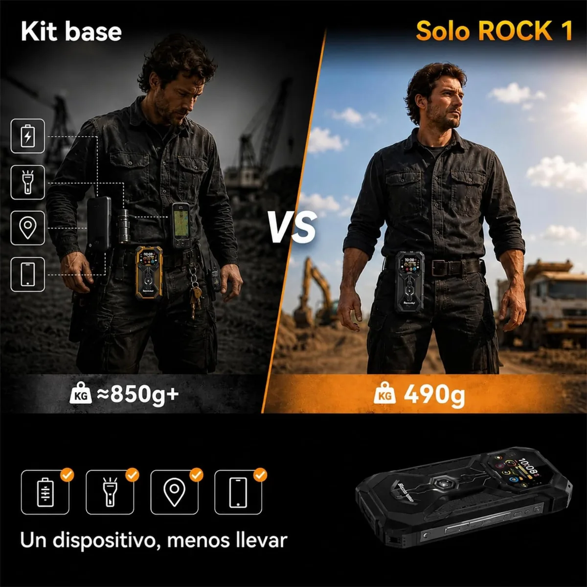 Blackview Rock 1 Android 16 Móvil Resistente 15000mAh, Móvil Irrompible para Aventureros y Senderismo, Doble Pantalla, 24GB+256GB, Visión Nocturna 20MP, Gemini AI, NFC, 3 Años de Garantía — imagen 2