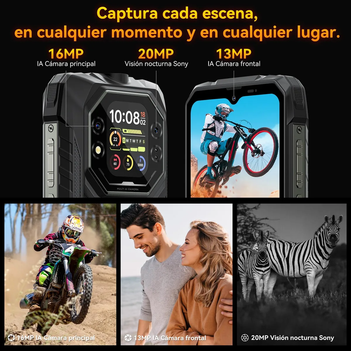 Blackview Rock 1 Android 16 Móvil Resistente 15000mAh, Móvil Irrompible para Aventureros y Senderismo, Doble Pantalla, 24GB+256GB, Visión Nocturna 20MP, Gemini AI, NFC, 3 Años de Garantía — imagen 7