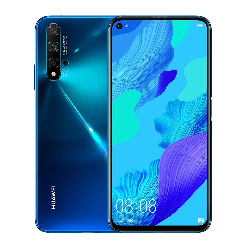 Huawei Nova 5T Smartphone, 48MP KI Cámaras Huella Digital, Pantalla FullView 15.7cm (6.26"), 8GB de RAM + 128GB de ROM, 3750mAh Dual SIM, Teléfono Android, EMUI 9.1, Azul