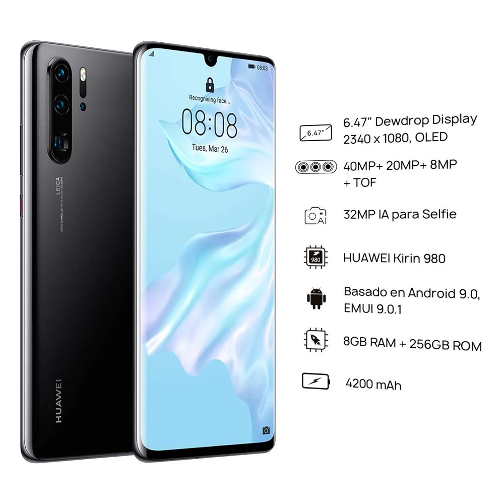 HUAWEI P30 Pro Factory Unlocked Versión internacional 128GB Negro — imagen 3