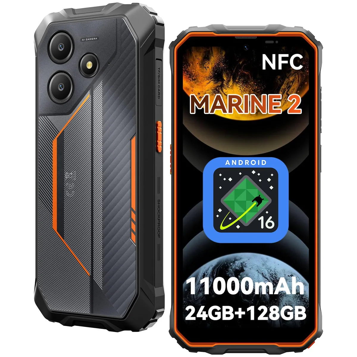 Marine 2 Movil Irrompible Android 16, 11000mAh Móvil Resistente