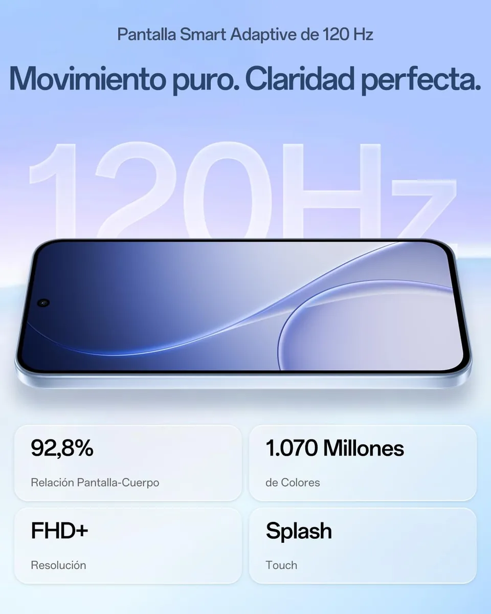 OPPO Reno15 F 5G Smartphone Liberado, 8+256GB, Cámara Ultra Gran Angular 50MP FOV 100°, Pantalla 6.57" 120Hz, AI Portrait Glow, Batería 6500mAh, IP69, Aurora Blue (Incluye Cargador 80W SUPERVOOC) — imagen 6